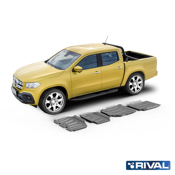 Skid Plate Set (Radiator, Engine, Gearbox, Transfer Case) Mercedes-Benz X-Class 2017-; 2,3 l. / diesel